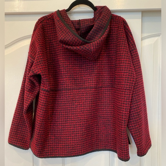 Madewell Red Black Brushed Houndstooth Hoodie size L - Picture 5 of 10